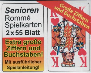 neues Spiel – Senioren Rommé Spielkarten  2 x 55 Blatt extra groß NEU