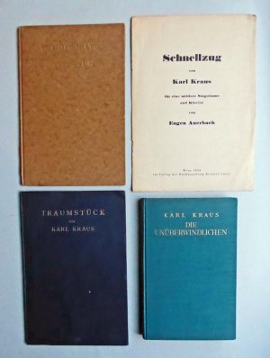 Konvolut von vier Erstausgaben: 1.) Traumstück. Wien-Leipzig, Verlag "Die Fackel" 1923; Orig.-Leinen. - 2.) Traumtheater. Wien-Leipzig, Verlag "Die Fackel […]