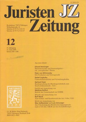 gebrauchtes Buch – Juristenzeitung (JZ) 51. Jahrgang Heft 12/1996