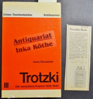 Deutscher, Isaac: Trotzki; Teil: 3 - Der verstossene Prophet : 1929 - 1940 + kleiner Zeitungsausschnitt - Urban-Taschenbücher ; Band 160 -