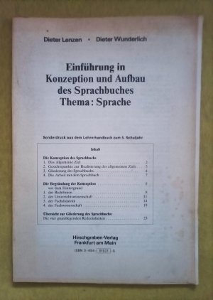 Einführung in Konzeption und Aufbau des Sprachbuches Thema: Sprach