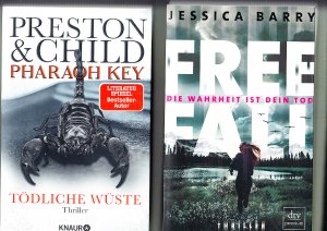 gebrauchtes Buch – Barry, Jessica/ Preston & Child/ Soren – 9 Thriller: Freefall/ Tödliche Wüste/ Der Monarch/ Opfer/ Der Fahrer/ Der Retter/ Die Janson-Option/ Die gefährliche Mrs. Miller/ London Undercover -