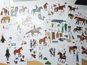 gebrauchtes Spiel – Pferde Reiten Turniere Stall Tierarzt Sticker Aufkleber Reste Sammlung