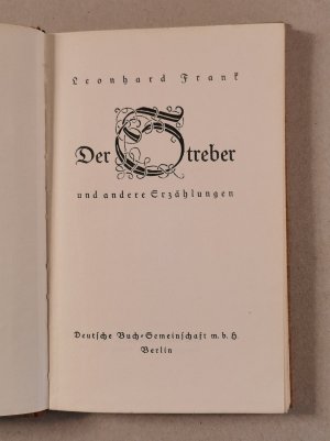 antiquarisches Buch – Leonhard Frank – Der Streber und andere Erzählungen