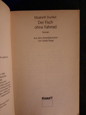 gebrauchtes Buch – Elizabeth Dunkel – Der Fisch ohne Fahrrad. Roman.