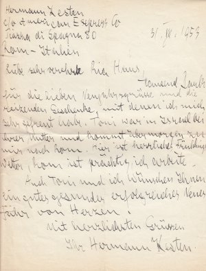 Eigenh. Brief mit U. Rom, 31.12.1953, 1 S.