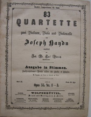 83 Quartette für zwei Violinen, Viola und Violoncelle Revidiert von Joh. Fr. Carl Dietrich. Ausgabe in Stimmen. Heft 13-25