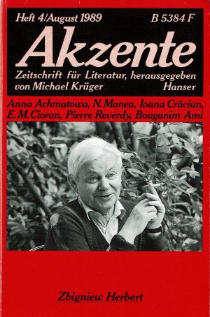 gebrauchtes Buch – Michael Krüger Hrsg – Akzente - Zeitschrift für Literatur Heft 4/August 1989