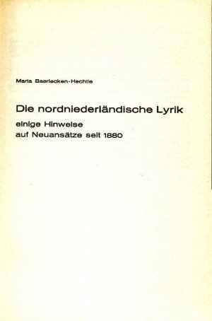 gebrauchtes Buch – Pinnow, Dietrich W – Moderne Literatur in den Niederlanden