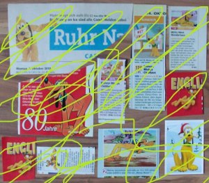 Pluto (= Hund von Micky Maus; Disney): Zeitschriftenclippings, Zeitschriftenmaterial, Pressematerial, Presseclippings, Presse Clippings