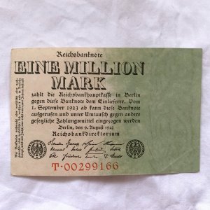 antiquarisches Buch – Reichsbanknote Eine Million Mark