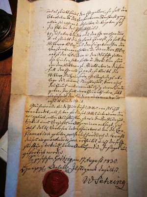 Original Ehestiftungsurkunde von 1830 Werdershausen / Gröbzig mit Siegel Herzögl. Anhalt Justitzamt Gröbzig + Stempel acht Groschen. Es handelt sich laut […]