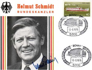 Autogramm verso Postkarte mit Ersttagsstempel. 12.3.1976.