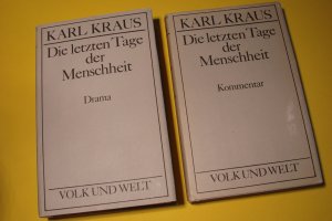 Konvolut Sammlung 2 Bände Karl Kraus: 1. Die letzten Tage der Menschheit - Drama (1. Tragödie in fünf Akten mit Vorspiel und Epilog) + 2. Die letzten […]