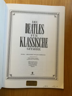 Die Beatles für klassische Gitarre: 20 Soli - arrangiert von Joe Washington