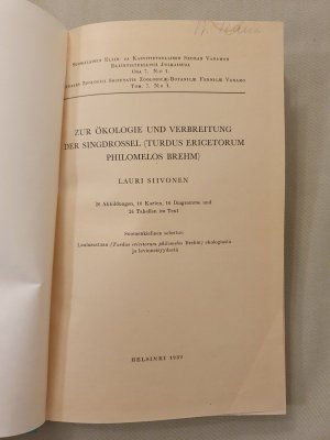 Zur Ökologie und Verbreitung der Singdrossel (Turdus ericetorum philomelos)