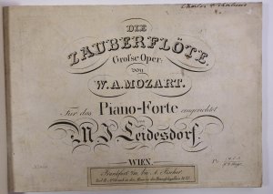 Die Zauberflöte. Grosse Oper. Für das Piano-Forte eingerichtet von M. J. Leidesdorf. Wien, Tob. Haslinger [PN 3055] (1819). Quer 4°. 1 Bl., 77 S. mit […]