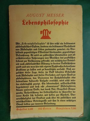 antiquarisches Buch – August Messer – Lebensphilosophie