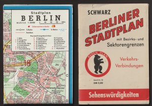 Berliner Stadtplan mit Bezirks- und Sektorengrenzen. Bären Plan