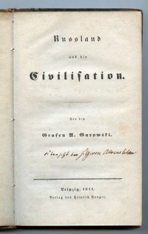 antiquarisches Buch – Russland und die Civilisation (Übersetzer : Alvensleben)  – Gurowski , Adam  ( Übersetzer : Alvensleben )