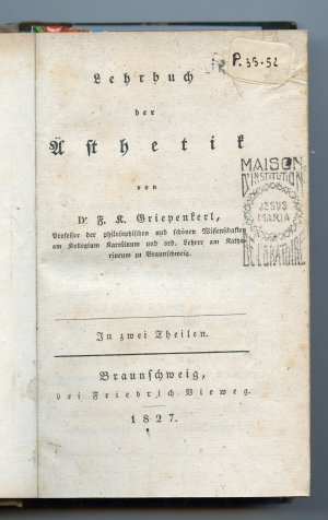 Lehrbuch der Ästhetik ( in zwei Theilen in einem Band )