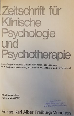 gebrauchtes Buch – Gebsattel, V.E. von – Zeitschrift für klinische Psychologie und Psychotherapie (KONVOLUT aus 27 Jahrgängen) - hier vorhanden: Jg.22; 28 - 31; 33 - 53.