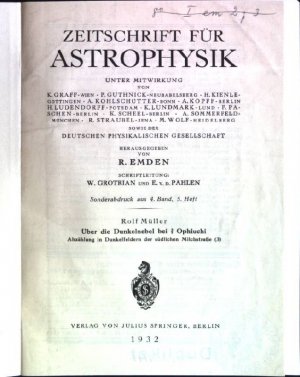 antiquarisches Buch – Rolf Müller – Über die Dunkelnebel bei Ophiuchi Zeitschrift für Astrophysik; Sonderabdruck aus 4. Band, 5. Heft