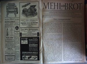 Mehl und Brot: Wochenzeitschrift für Wissenschaft, Technik und Wirtschaft der Bäckerei (2 KOMPLETTE Jahrgänge) - Jg. 42 (1942) und 43. (1943).