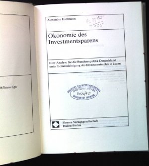 Ökonomie des Investmentsparens : eine Analyse für die Bundesrepublik Deutschland unter Berücksichtigung des Investmentrechts in Japan. Studien zum Bank […]