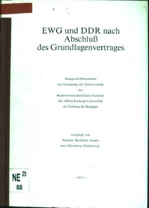 gebrauchtes Buch – Bernhard Jansen – EWG und DDR nach Abschluß des Grundlagenvertrages