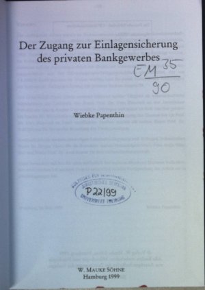 Der Zugang zur Einlagensicherung des privaten Bankgewerbes.