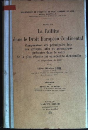 La faillite dans le droit européen continental: comparaison des principales lois des groupes latin et germanique présentée dans le cadre de la plus récente […]