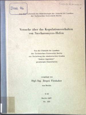 antiquarisches Buch – Jürgen Firnhaber – Versuche über das Kopulationsverhalten von Saccharomydes-Hefen; Dissertation.