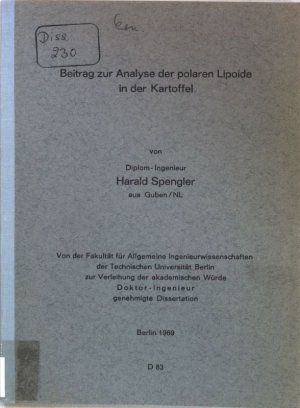 antiquarisches Buch – Harald Spengler – Beitrag zur Analyse der polaren Lipiode in der Kartoffel