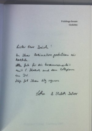 Frühlings-Sonate : Gedichte (SIGNIERTES EXEMPLAR)
