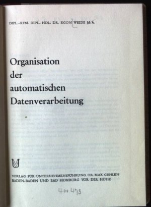 Organisation der automatischen Datenverarbeitung