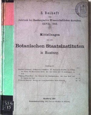 Mitteilungen aus den Botanischen Staatsinstituten in Hamburg. u.a. Afrikanische Schildläuse. IV. Kanarische Cocciden, ein Beitrag zur Fauna der Kanarischen […]