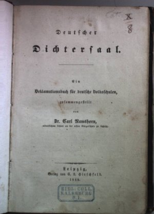 Deutscher Dichtersaal: ein Deklamationsbuch für deutsche Volksschulen.