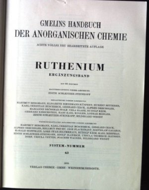 Gmelins Handbuch der anorganischen Chemie, Ruthenium Ergänzungsband, System-Nummer 63