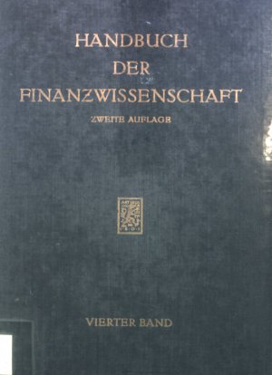 Internationale Finanzvergleiche und internationale Doppelbesteuerung - in: Handbuch der Finanzwissenschaft, Vierter Band.