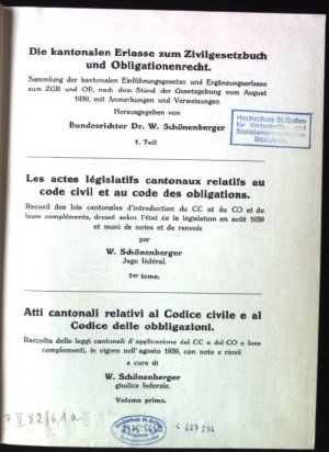 Die kantonalen Erlasse zum Zivilgesetzbuch und Obligationenrecht. 1Teil. Kommentar zum Schweizerischen Zivilgesetzbuch, VI.Band