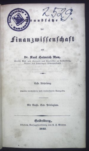 Grundsätze der Finanzwissenschaft: I. und II. Abtheilung. Lehrbuch der politischen Oekonomie. 3. Band