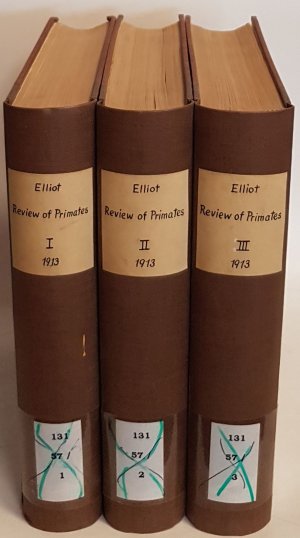 antiquarisches Buch – Elliot, Daniel Giraud – A Review of The Primates (3 vols./ 3 Bände KOMPLETT)