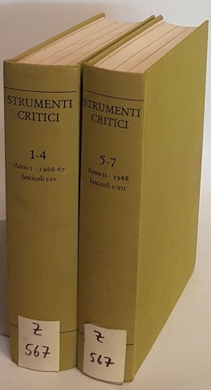 Strumenti Critici: Rivista quadrimestrale di cultura e critica letteraria (2 vols./ 2 Bände) - Anno I/ II: Fascicoli I - VII.