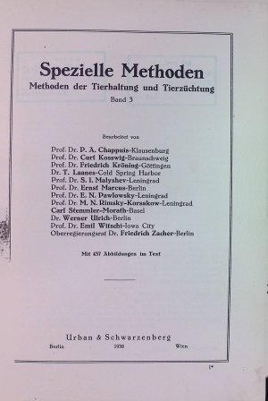 Handbuch der biologischen Arbeitsmethoden: Abt.IX: Methoden der Erforschung der Leistungen des tierischen Organismus: Teil 7: Spezielle Methoden: Methoden […]