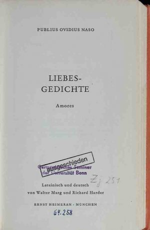 antiquarisches Buch – Ovidius Naso – Liebesgedichte,  Amores.