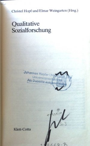 gebrauchtes Buch – Christel Hopf – Qualitative Sozialforschung. gebrauchtes Buch – Christel Hopf – Qualitative Sozialforschung.
