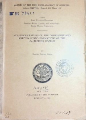 antiquarisches Buch – Vokes, Harold Ernest – Molluscan Faunas of the Domengine and Arroyo Hondo Formations of the California Eocene Annals of the New York Academy of Sciences, vol. XXXVIII, p. 1-246, plates 1-22