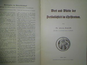 antiquarisches Buch – Franz Sawicki – Wert und Würde der Persönlichkeit im Christentum.  - Erste Vereinsschrift für 1906.  - Görres-Gesellschaft zur Pflege der Wissenschaft im katholischen Deutschland.