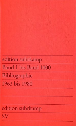 gebrauchtes Buch – Gisela Mörler – Edition Suhrkamp Band 1 bis Band 1000: Bibliographie 1963 bis 1980. (Nr. 1980)